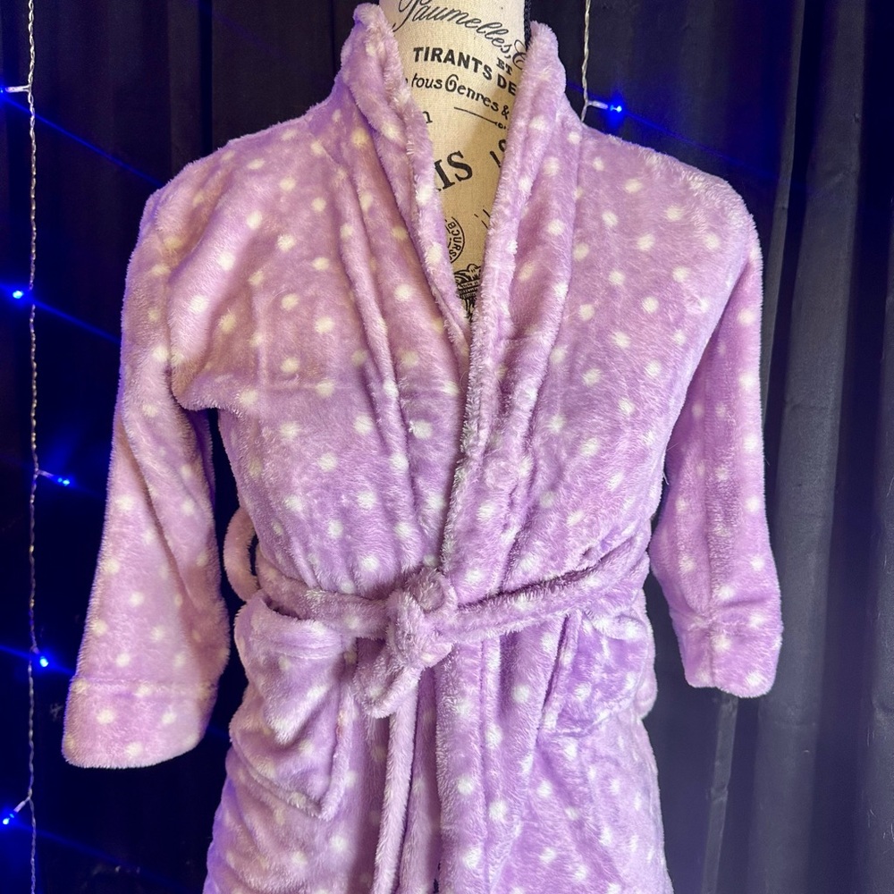 Wonder Nation Purple Polka Dot Kids Robe